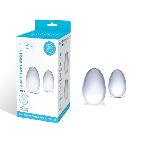 Glas 2-Piece Glass Yoni Egg Set for pelvic health