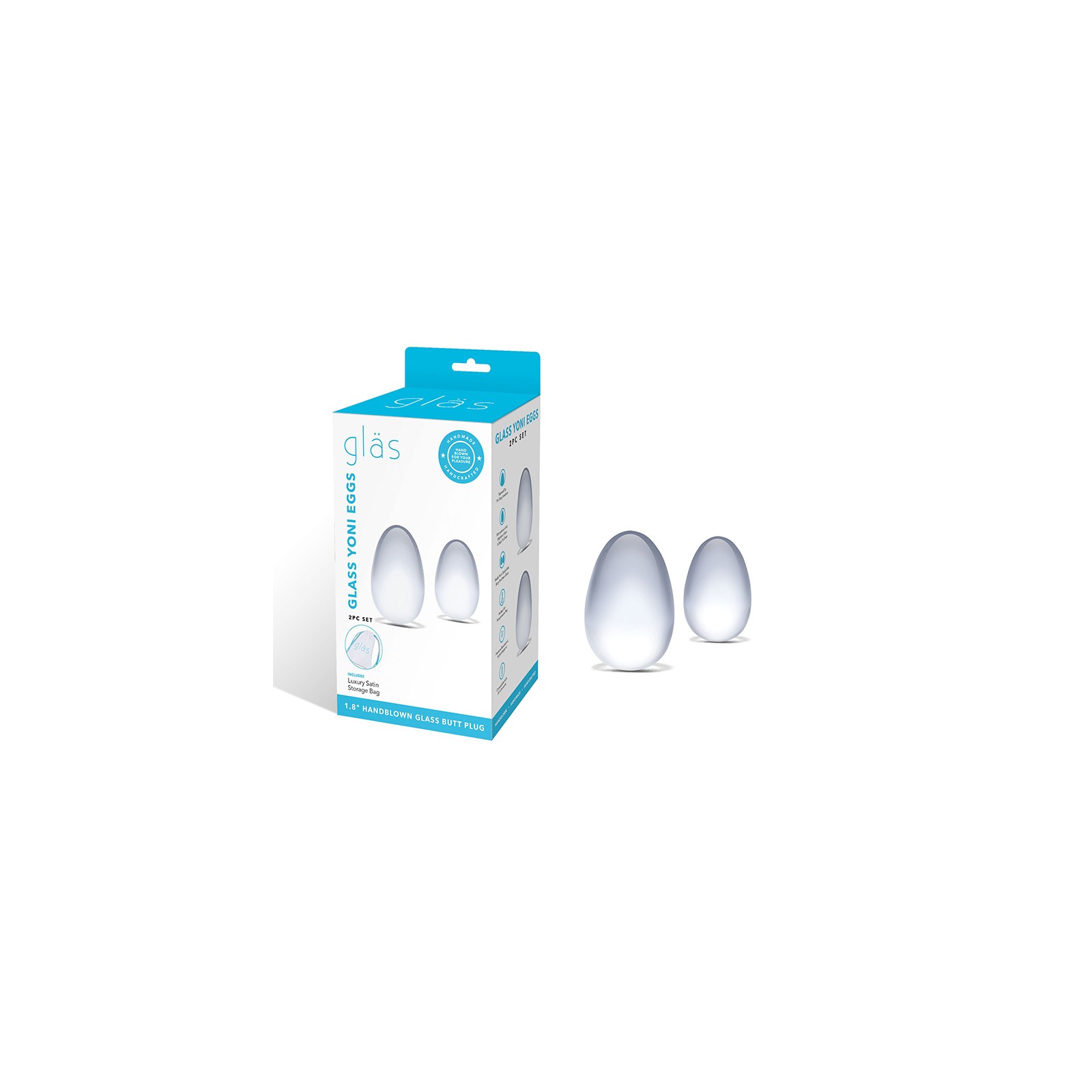 Glas 2-Piece Glass Yoni Egg Set for pelvic health