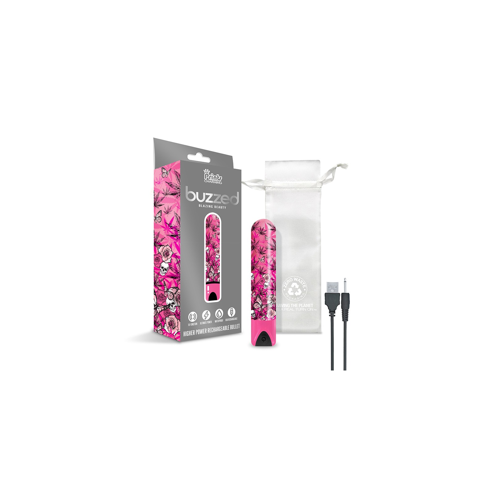 Prints Charming Buzzed Rechargeable Bullet - Blazing Beauty Pink