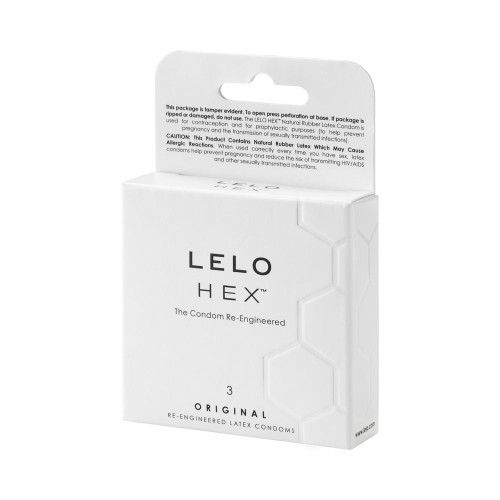 Condones de Látex Lubricados LELO HEX Original Paquete de 3