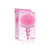 The 9's Cottontails Silicone Bunny Tail Beaded Butt Plug Pink