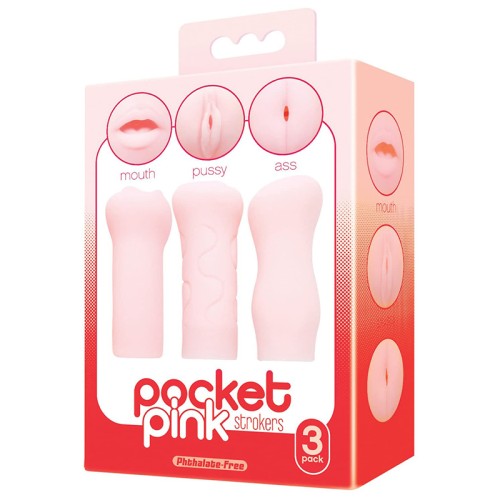 Trío de Mini Masturbadores Pocket Rosa para Placer en Movimiento