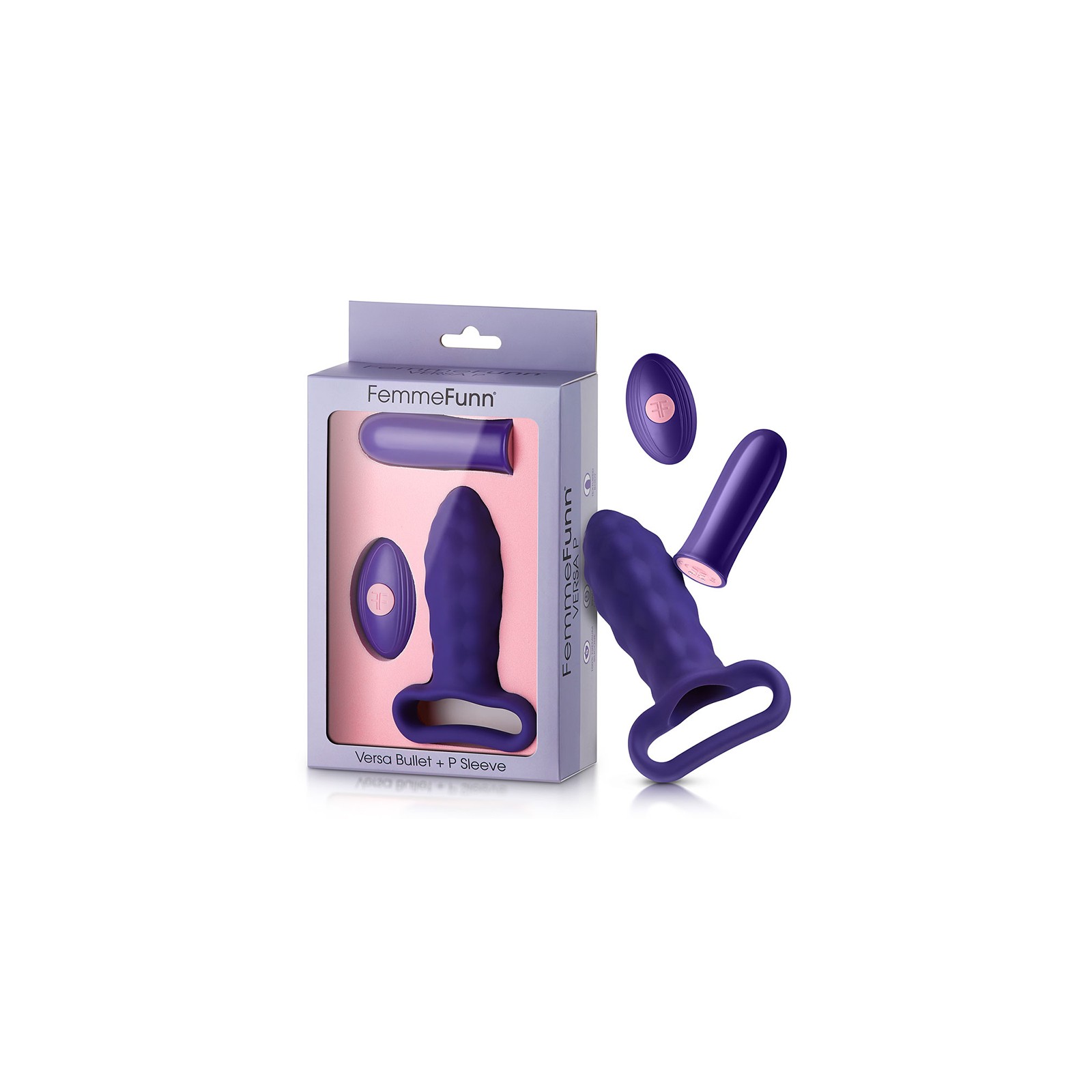 FemmeFunn Versa P Bullet Vibrator Textured Sleeve - Dark Purple