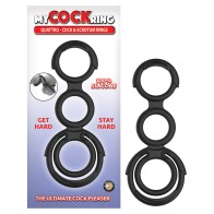 Anillos Cockring Quattro para Pene y Escroto Negro