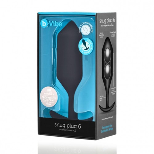 b-Vibe Snug Plug 6 Weighted Silicone Anal Plug Black - Ultimate Fullness