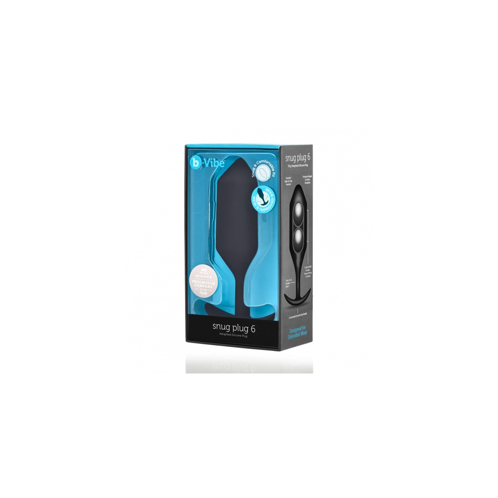 b-Vibe Snug Plug 6 Plug Anal Pesado Silicona Negro - Plenitud Definitiva