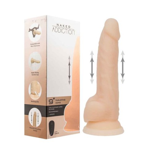 Naked Addiction Rechargeable Dildo with Remote - Beige