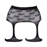 Le Desir Kiss Patterned Fishnet Garter Belt