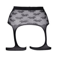 Le Desir Kiss Patterned Fishnet Garter Belt