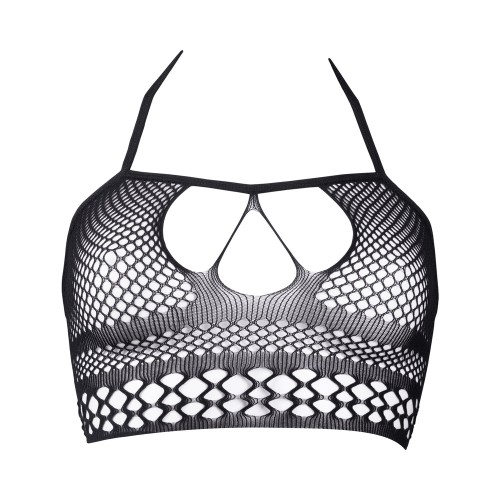 Le Desir Bliss Strappy Fishnet Halter Top