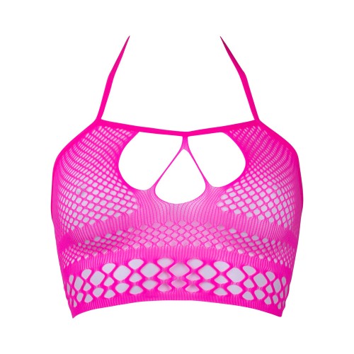 Le Desir Bliss Strappy Fishnet Halter Top - Perfect for Festivals