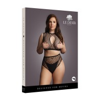 Le Desir Set de Sujetador con Abertura de Red Negra Talla Reina - Ajuste Lujoso