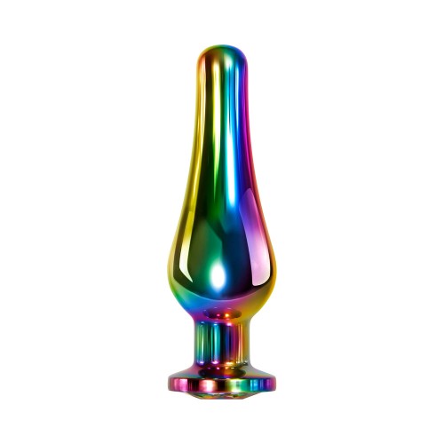 Evolved Rainbow Metal Anal Plug with Gemstone Base Medium