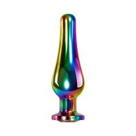 Evolved Rainbow Metal Anal Plug with Gemstone Base Medium