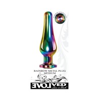 Evolved Rainbow Metal Anal Plug with Gemstone Base Medium