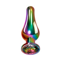 Rainbow Metal Anal Plug with Gemstone Base