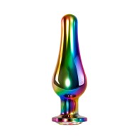 Rainbow Metal Anal Plug with Gemstone Base