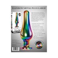 Rainbow Metal Anal Plug with Gemstone Base