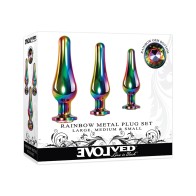 Evolved Rainbow Metal Anal Plug Set - 3-Piece