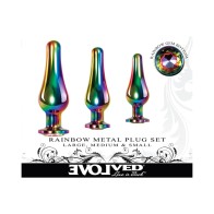 Evolved Rainbow Metal Anal Plug Set - 3-Piece