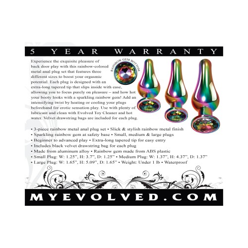 Evolved Rainbow Metal Anal Plug Set - 3-Piece