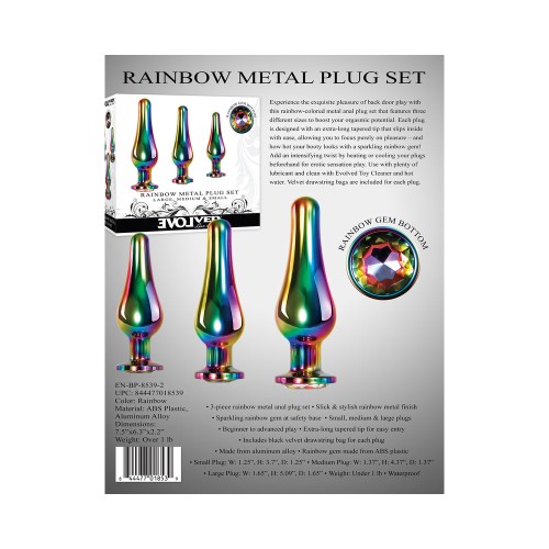 Evolved Rainbow Metal Anal Plug Set - 3-Piece