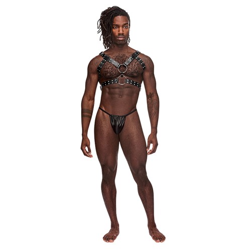 Male Power Leather Gemini Black Harness