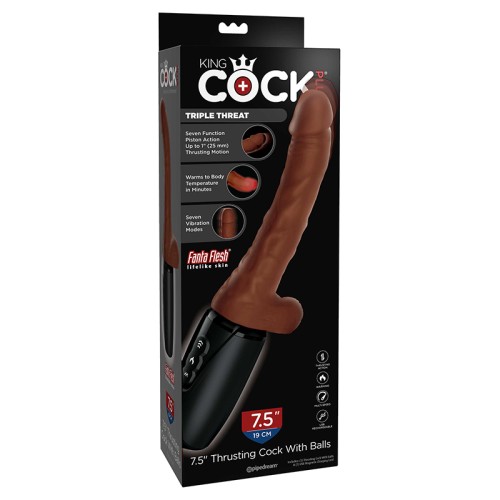 Vibrador Realista Recargable Pipedream King Cock Plus 7.5 in. con Testículos