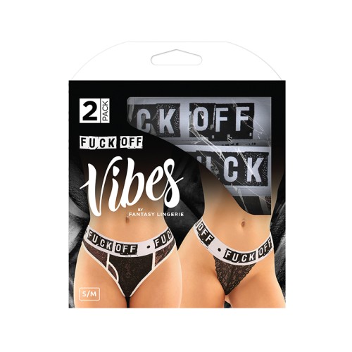 Fantasy Lingerie Vibes Pack Amigo Fuck Off Ropa Interior de Encaje y Tanga B/N S/M