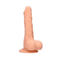 Dildo Realista RealRock de 9 pulgadas con Bolas y Ventosa Beige