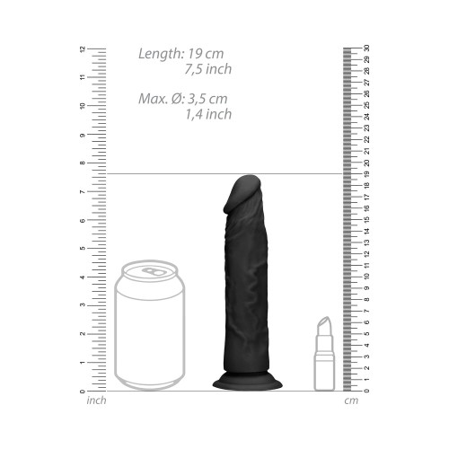 RealRock 7 inch Realistic Dildo with Suction Cup Black