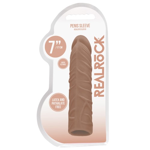 RealRock Realistic Veiny 7 in Penis Sleeve Extender Tan