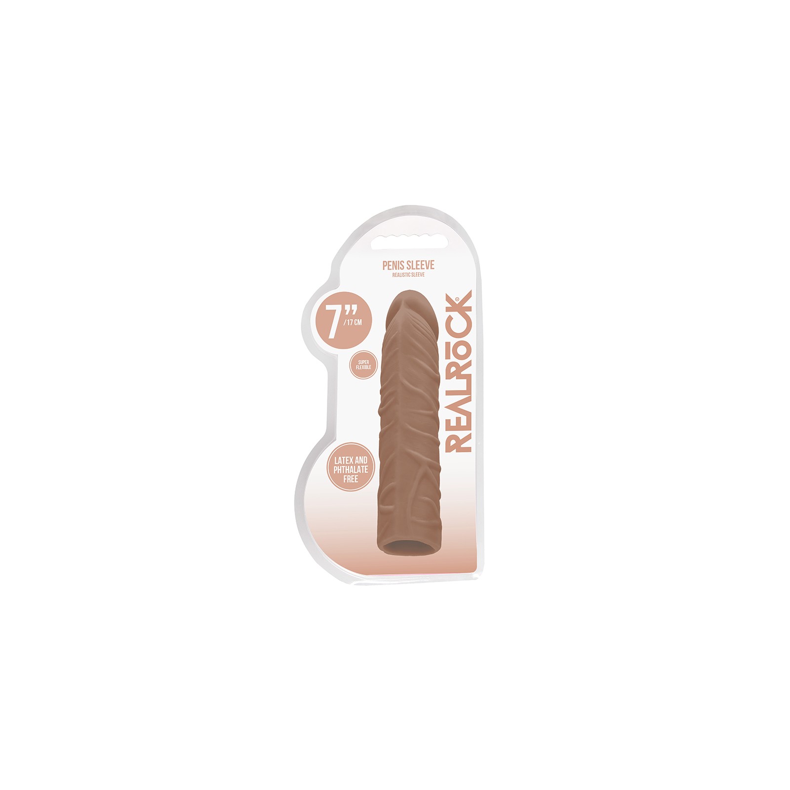 RealRock Realistic Veiny 7 in Penis Sleeve Extender Tan