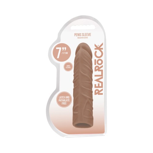 RealRock Realistic Veiny 7 in Penis Sleeve Extender Tan