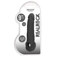 RealRock 9 in Penis Sleeve Extender Sling Black - Enhance Your Size