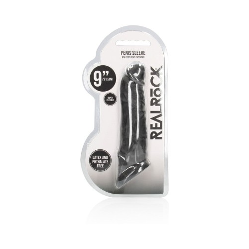 RealRock 9 in Penis Sleeve Extender Sling Black - Enhance Your Size