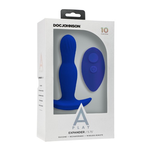 Plug Anal Silicona Recargable A-Play EXPANDER con Control Remoto Azul