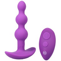 Plug Anal de Silicona con Cuentas Recargable A-Play con Control Remoto en Púrpura