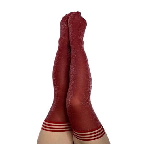 Kixies Holly Shimmer Thigh-High - Cranberry Size A