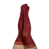 Kixies Holly Shimmer Thigh-Highs Cranberry - All-Day Wear