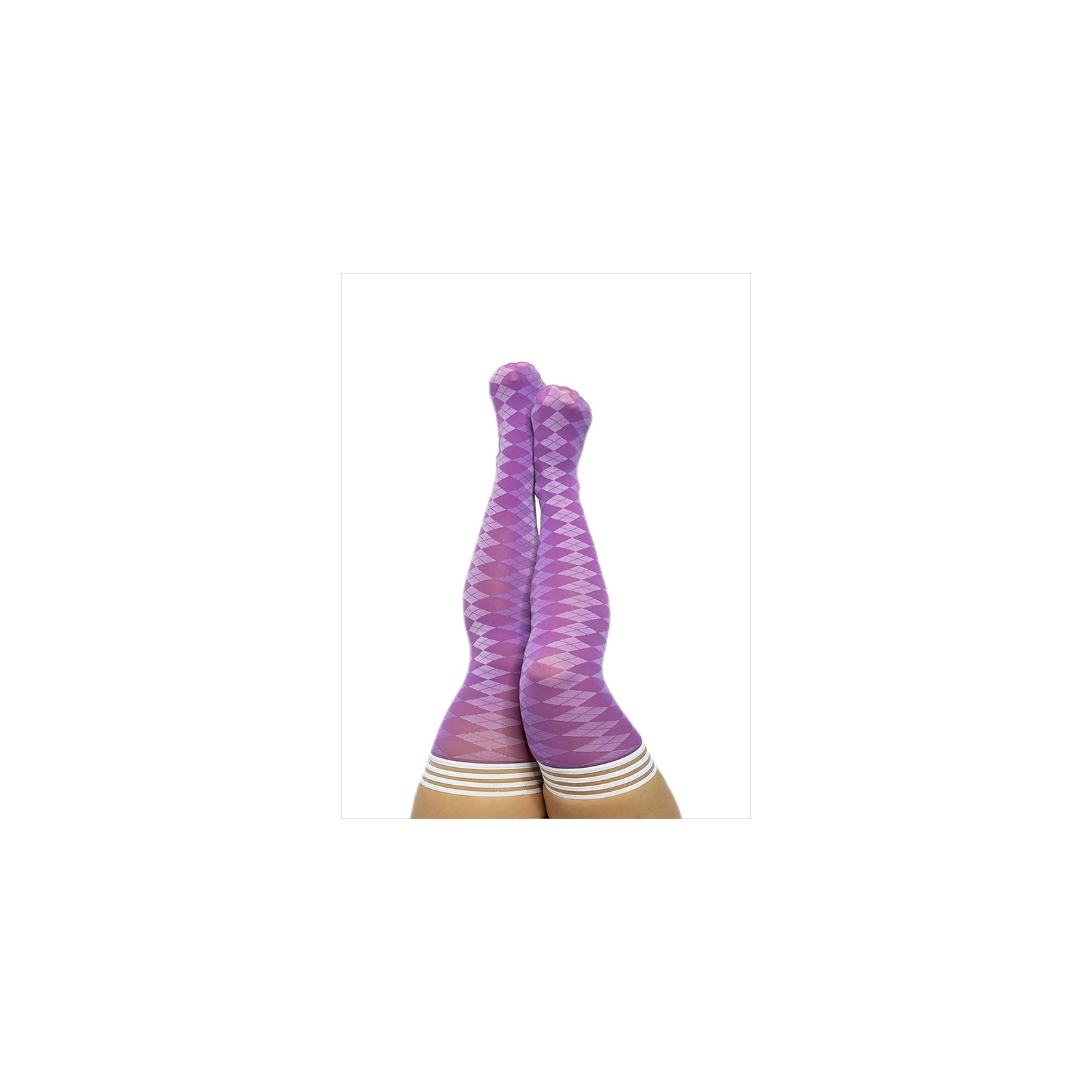 Medias Thigh-High Kixies Golf Colección Par 4 Argyle Morado Talla C