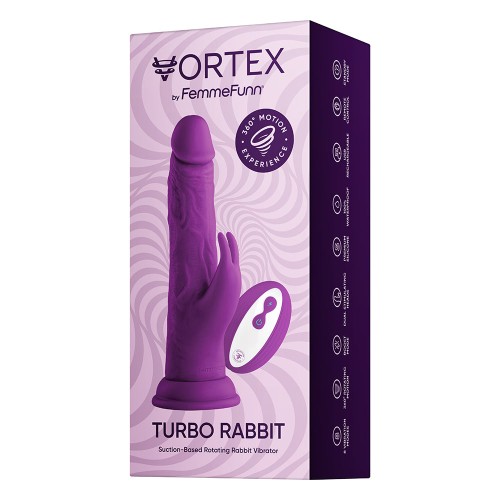 Dildo Vibrador de Doble Estimulación FemmeFunn Vortex Turbo Rabbit 2.0 de 8 in. Púrpura