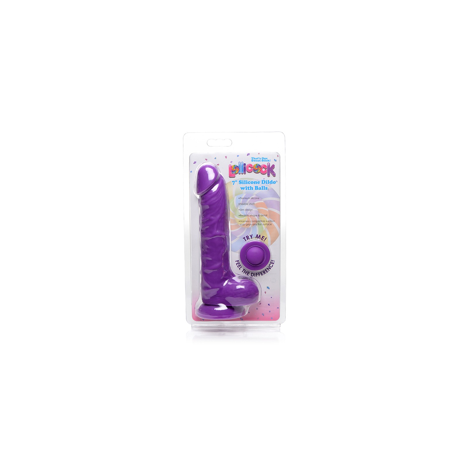 Dildo Lollicock de 7 in. con Base de Succión Uva