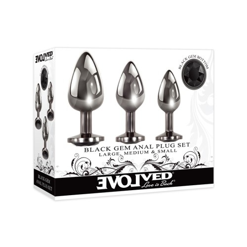 Conjunto de Plug Anal Evolved Black Gem para el Placer