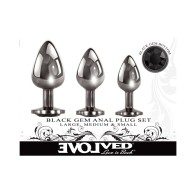 Conjunto de Plug Anal Evolved Black Gem para el Placer