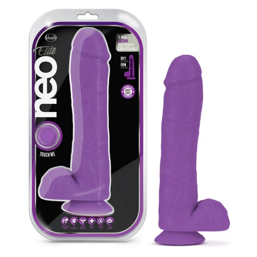 Dildo de Silicona de Doble Densidad de 11 in. con Bolas Neo Elite Morado