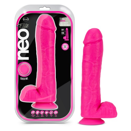 Dildo de Doble Densidad Neo Elite de 11 Pulgadas en Rosa Neón