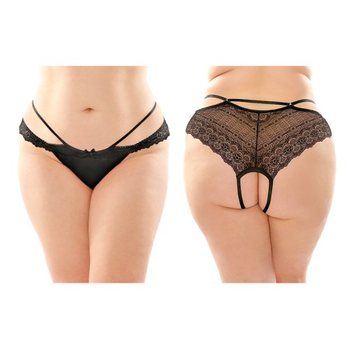 Pack de 6 Pantys Crotchless de Encaje y Microfibra