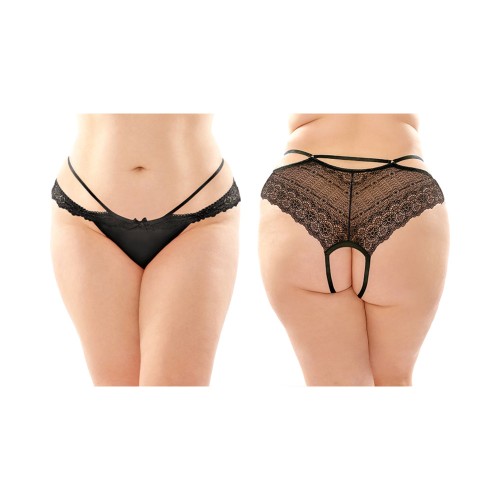 Pack de 6 Pantys Crotchless de Encaje y Microfibra