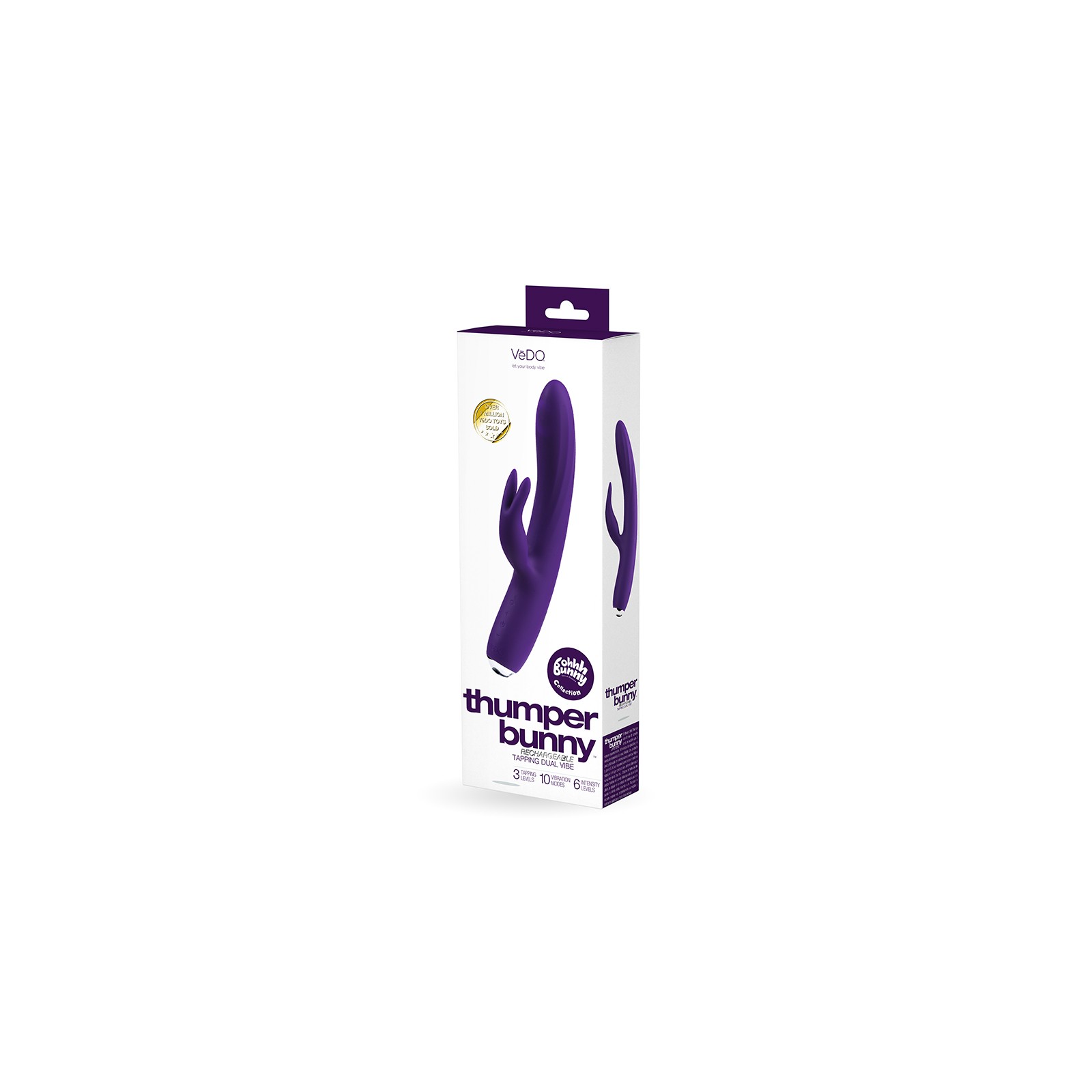 Vibrador Dual Recargable Vedo Thumper Bunny Púrpura Profundo